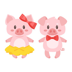 pig character: boy and girl