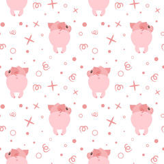 seamless pattern with pink pig