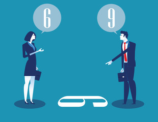 Business person and different points of view. Concept business vector illustration.