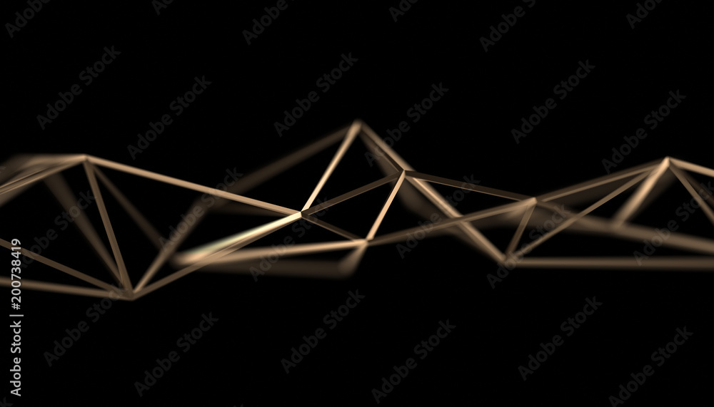 Poster abstract 3d rendering of triangulated surface. modern background. futuristic polygonal shape. low po