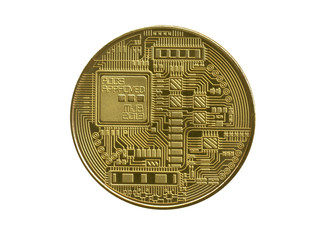 golden symbol of bit coin