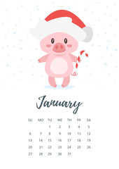 January 2019 year calendar page
