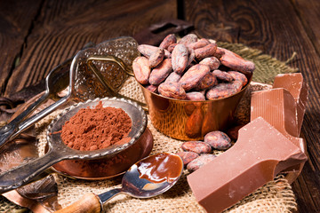 chocolate cocoa and cocoa beans