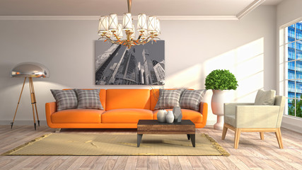 Interior living room. 3d illustration
