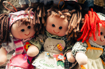 collection of dolls in vintage style