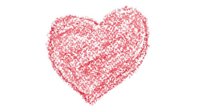 Animation of hand drawn red crayon hearts -- Love concept, Valentine's day card