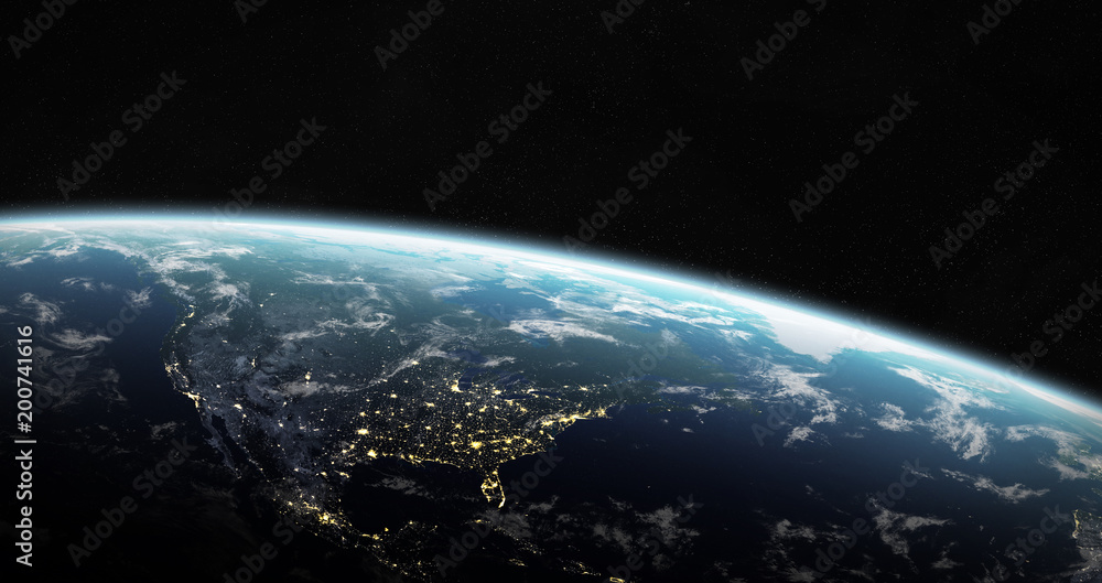 Wall mural view of blue planet earth in space 3d rendering elements of this image furnished by nasa