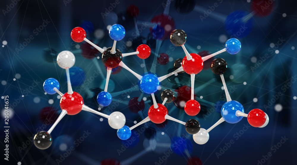 Aufkleber Modern digital molecule structure 3D rendering