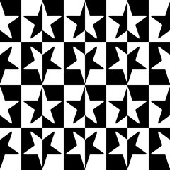 Background with a five-pointed stars in a blck - white colors
