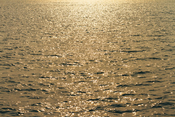 Water reflected surface at golden hour at Quang Ninh, Vietnam.