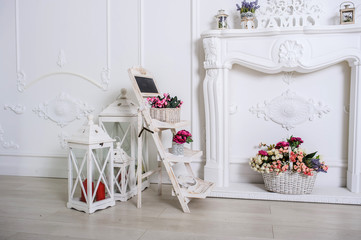 Obraz premium Vintage white room decorated