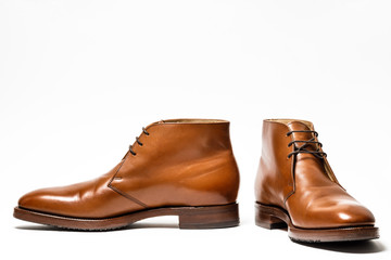 Classic brown Men's  shoes isolated on white background