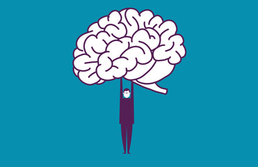 Businessman strength brain. Vector illustration success business concept.