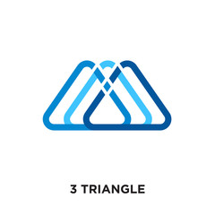 3 triangle logo isolated on white background for your web, mobile and app design