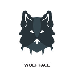 wolf face logo isolated on white background for your web, mobile and app design