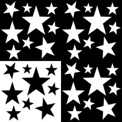 Pattern with a  five-pointed stars in a black - white colors