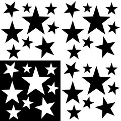 Background with a ive-pointed stars in a black - white colors