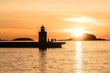 Sunset in Aalesund Town in Norway