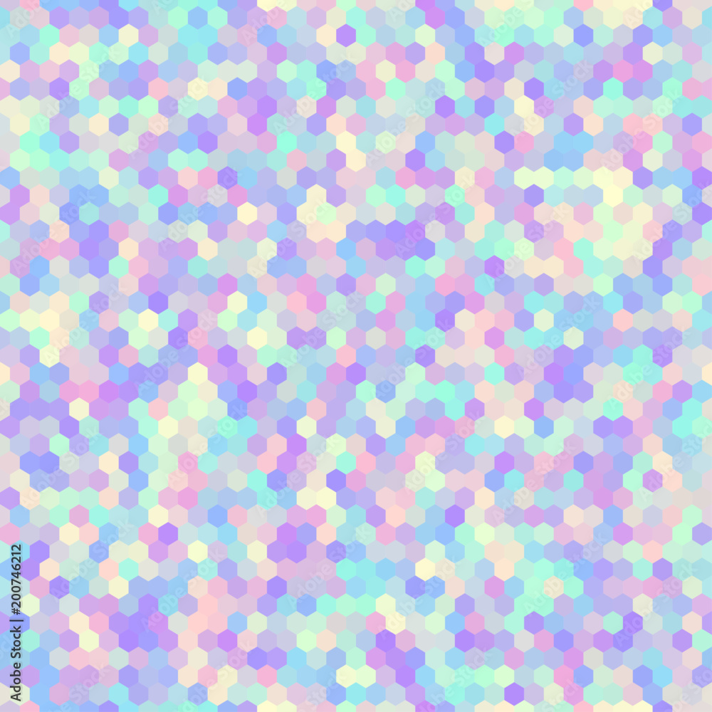 Poster Blurred background. Geometric abstract pattern in low poly style. Seamless pattern. Holographic colors. Vector image.