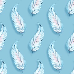 Watercolor seamless pattern with feathers 4