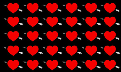 Red heart and colored arrow on black background