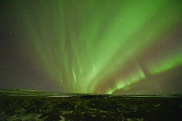 Aurora polaris above mountains.northern lights landscape
