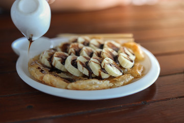 sweet dessert roti with banana