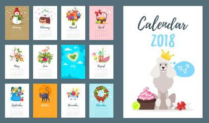 2018 dog year monthly calendar