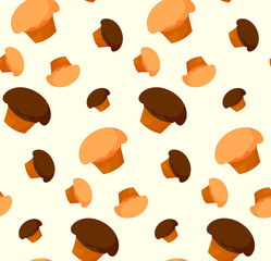 Pattern of cakes with fillings and a gentle yellow background