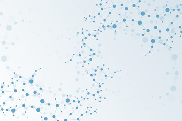 Structure molecule and communication. Dna, atom, neurons. Scientific concept for your design. Connected lines with dots. Medical, technology, chemistry, science background. illustration.