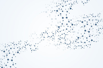Fototapeta premium Structure molecule and communication. Dna, atom, neurons. Scientific concept for your design. Connected lines with dots. Medical, technology, chemistry, science background. illustration.
