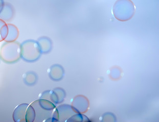 Soap bubbles, soap, sky, blue, fly, air,