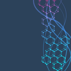 Geometric abstract background with connected line and dots. Structure molecule and communication. Scientific concept for your design. Medical, technology, science background. illustration.