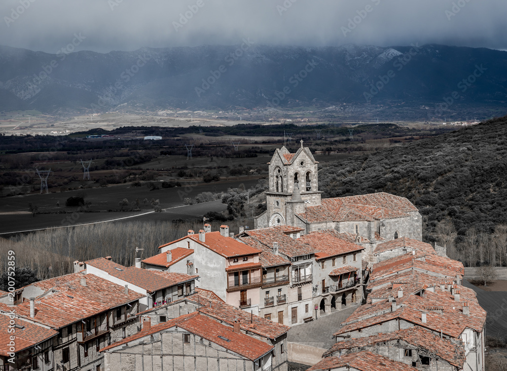 Wall mural a tour of the province of burgos, spain, with its waterfalls, castles, mountains ...