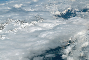 Naklejka na ściany i meble View of Caucasus Mountains from above