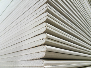 The stack of gypsum board preparing for construction