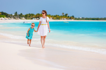 Mother and daughter at beach