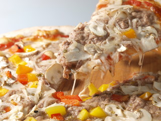 European cuisine appetizing Italian pizza with mushrooms