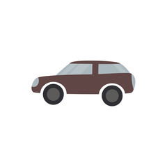 Brown passenger car - flat design of vehicle isolated on white background. Automobile transport with engine simple silhouette, side view. Vector illustration.