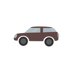 Fototapeta premium Brown passenger car - flat design of vehicle isolated on white background. Automobile transport with engine simple silhouette, side view. Vector illustration.