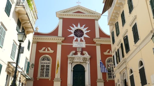Cathedral of Panagia Spiliotissa. Metropolitan church Panaghia Spiliotissa, Old town, Corfu town, Kerkyra, Corfu Island, Greece.