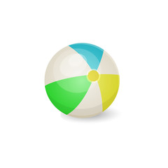 Fototapeta premium Colorful beach ball isolated on white background. Vector Illustration. 