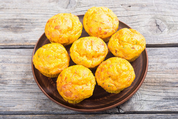 Homemade baked muffins with cheese