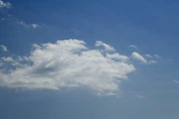 Fototapeta premium 青空と雲「空想・雲のモンスター（強いドラゴンに襲いかかる小さいモンスターたちのイメージ）」勇気をふりしぼり立ち向かう,負けない,窮鼠猫を嚙む,鼻っ柱をへし折る,奇襲攻撃などのイメージ