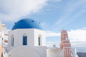 Orthodox Church of Oia Village on Santorini island Greece