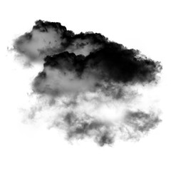 Black clouds of smoke isolated over white background