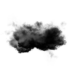 Black clouds of smoke isolated over white background