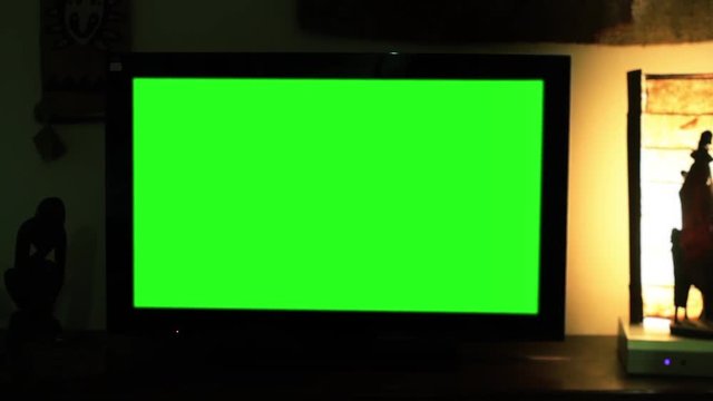 LCD Television Green Screen. You can replace green screen with the footage or picture you want. You can do it with &ldquo;Keying&rdquo; effect in After Effects  (check out tutorials on YouTube). 