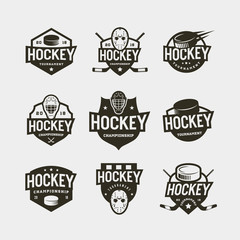 set of hockey logos. sport emblems vector illustration