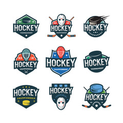 set of hockey logos. sport emblems vector illustration
